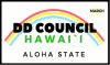 DD Council Hawaii License plate with a rainbow